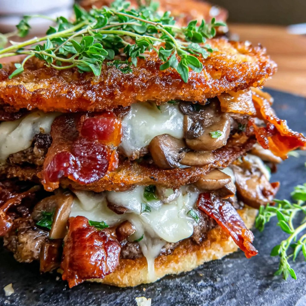 Bacon Mushroom Burger Stack