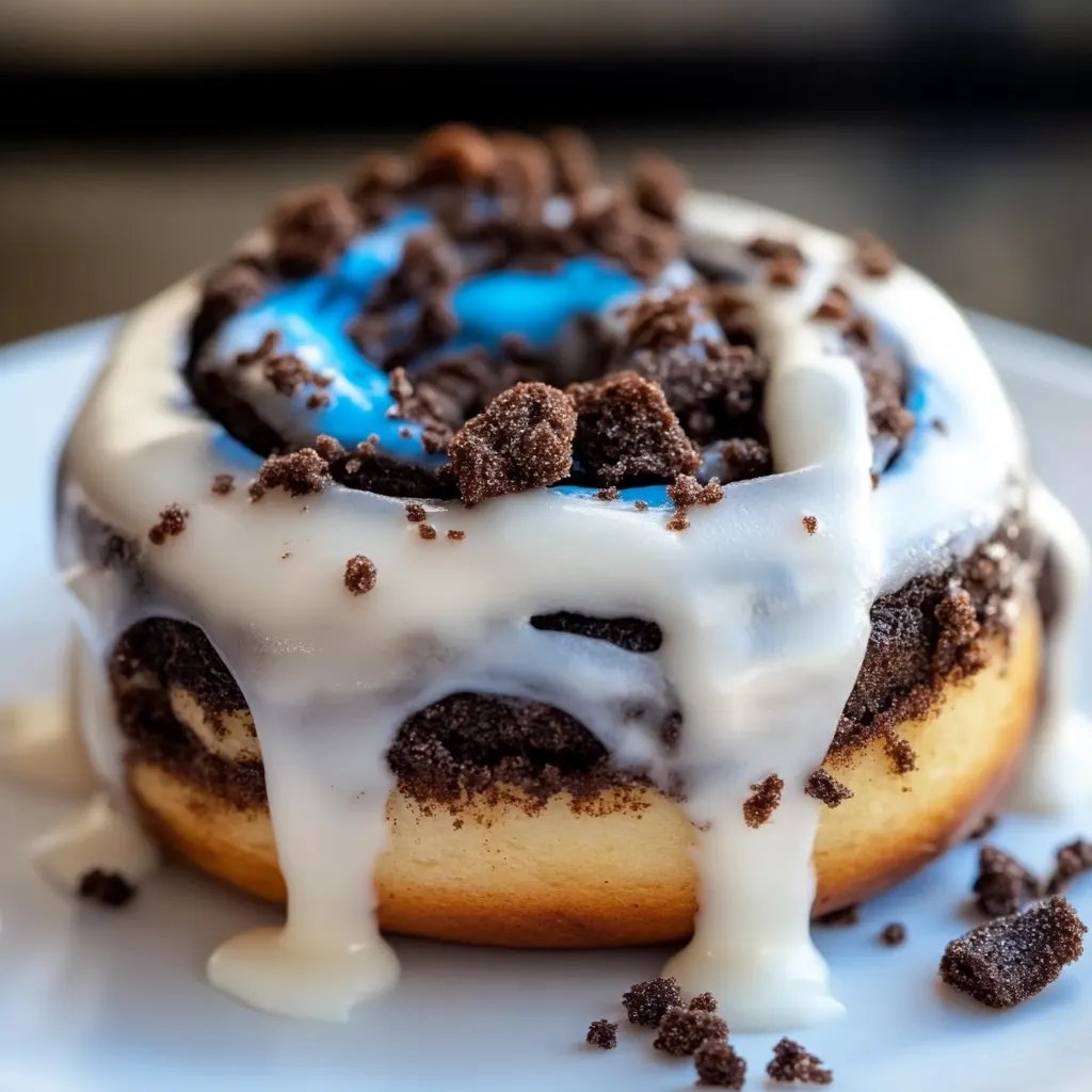Cinnamon Rolls with Oreo Crumbles and Creamy Icing