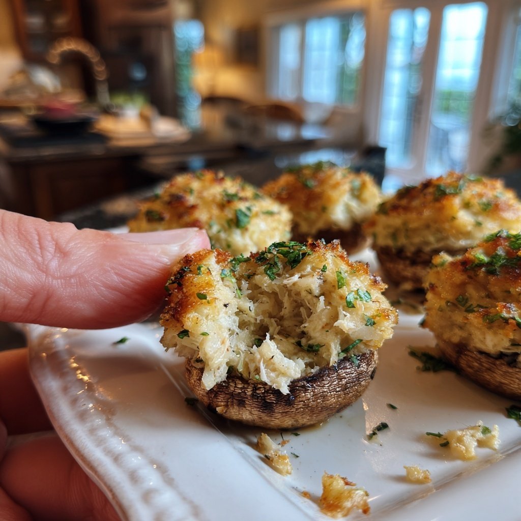Crab Cake Stuffed Mushrooms