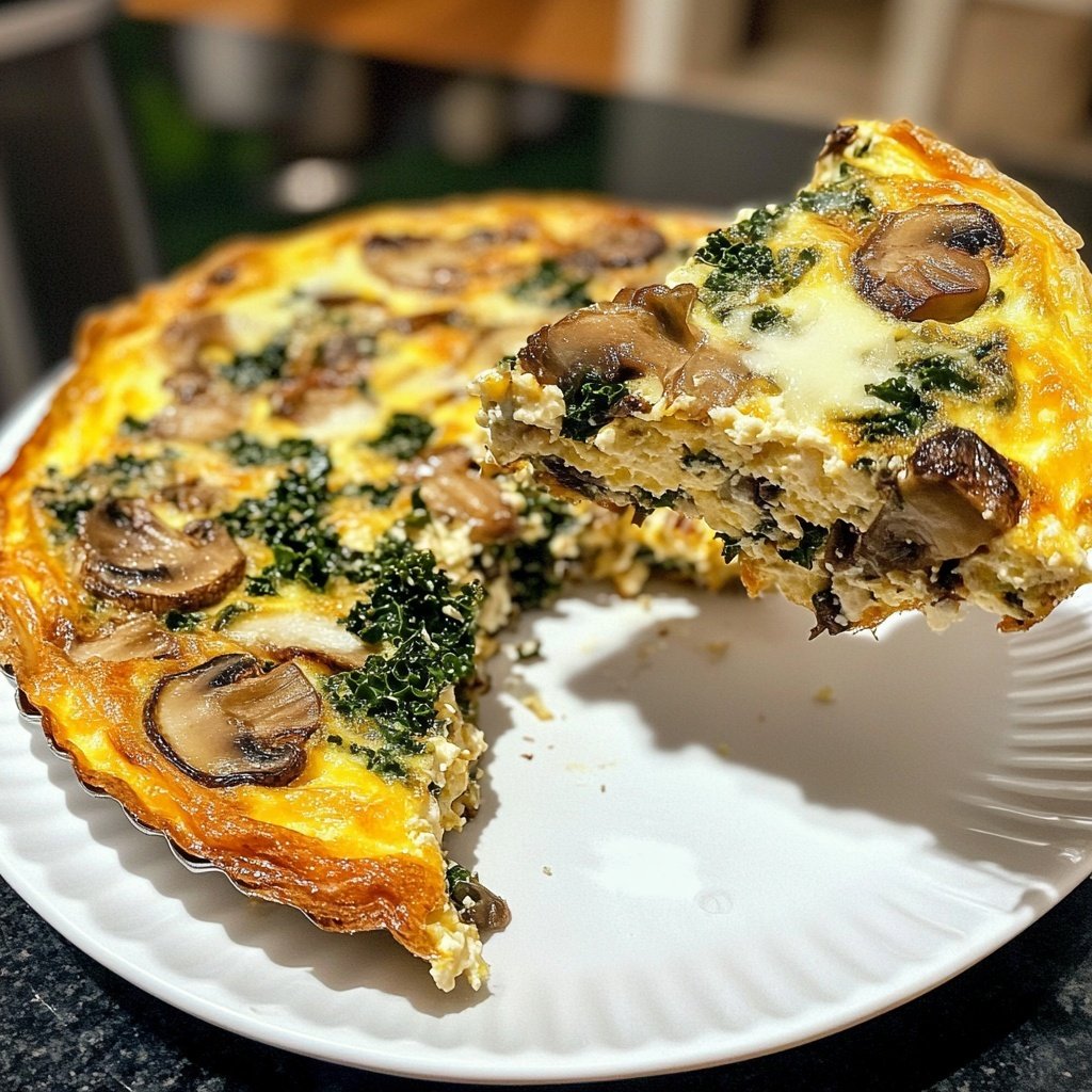 Mushroom Frittata with Asiago and Kale