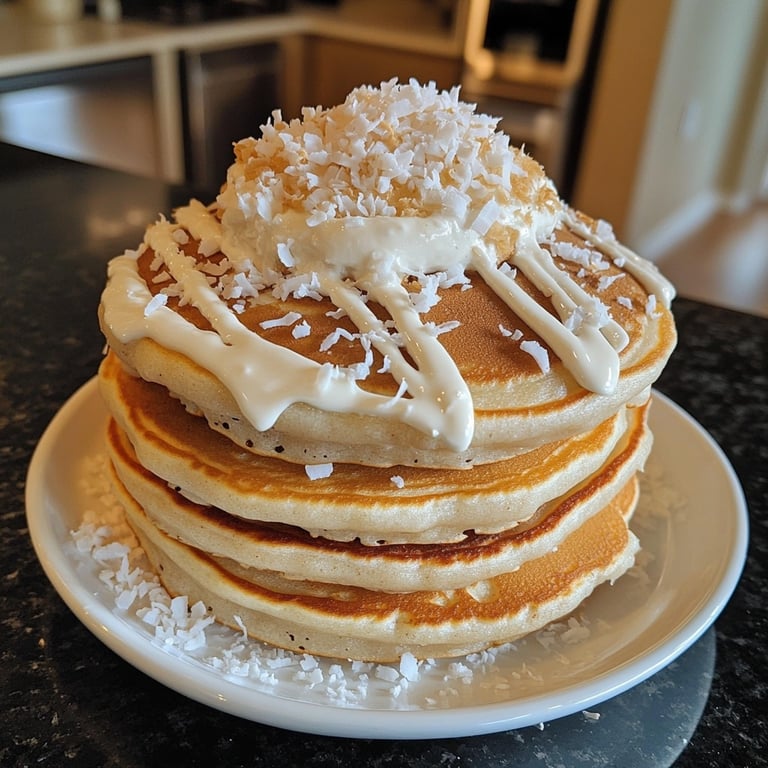 Sweet Coconut Cream Pancakes