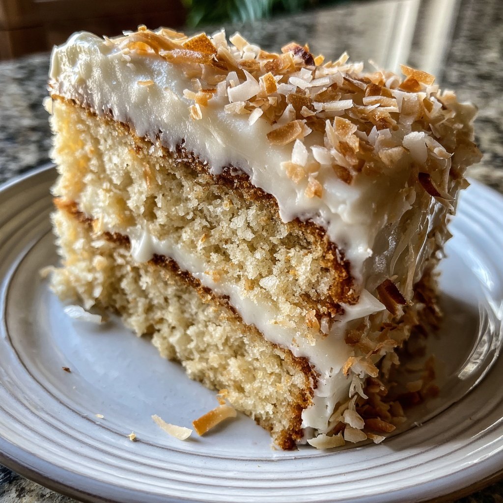 Vanilla Coconut Cake with Toasted Flakes
