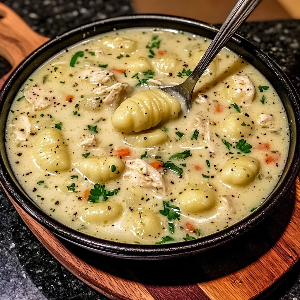 Creamy Garlic Chicken Gnocchi Soup