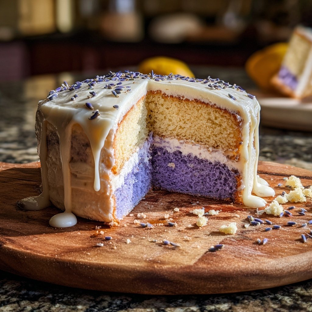 Lavender Chiffon Cake Layers
