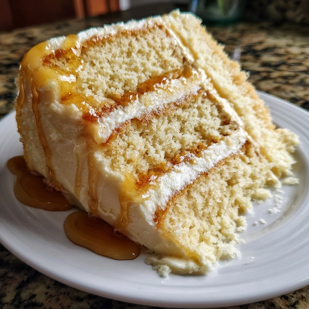 Vanilla Velvet Cake with Honey Syrup