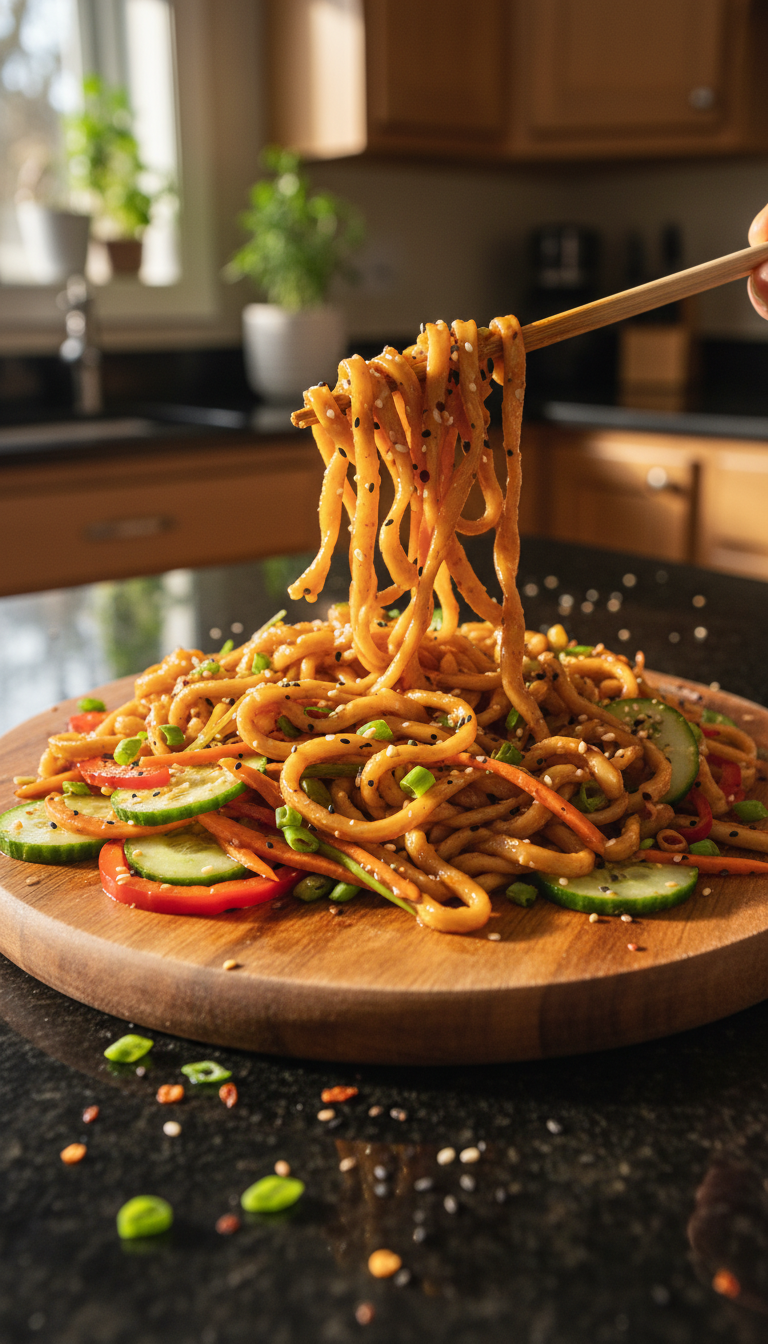 Spicy Sesame Noodles with Veggies