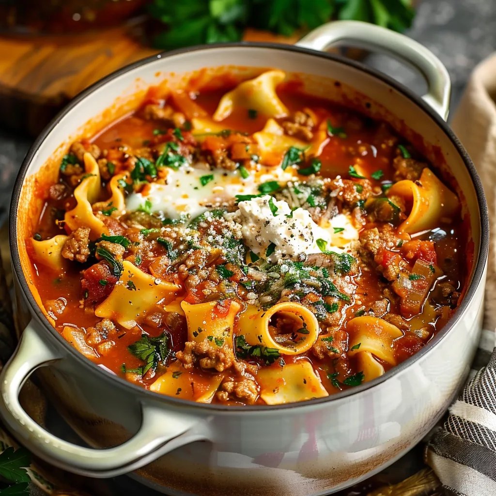 One-Pot Vegetarian Lasagna Soup
