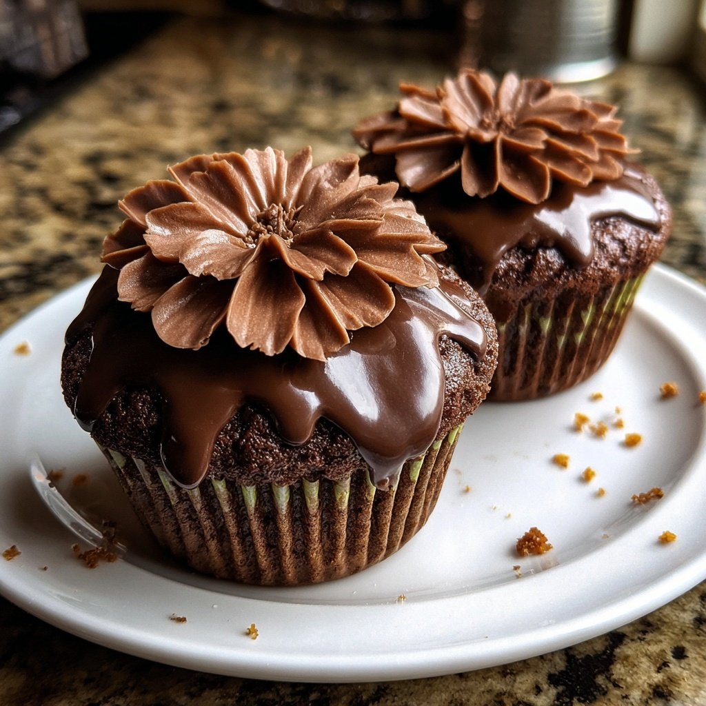 Chocolate Ganache Flower Cupcakes