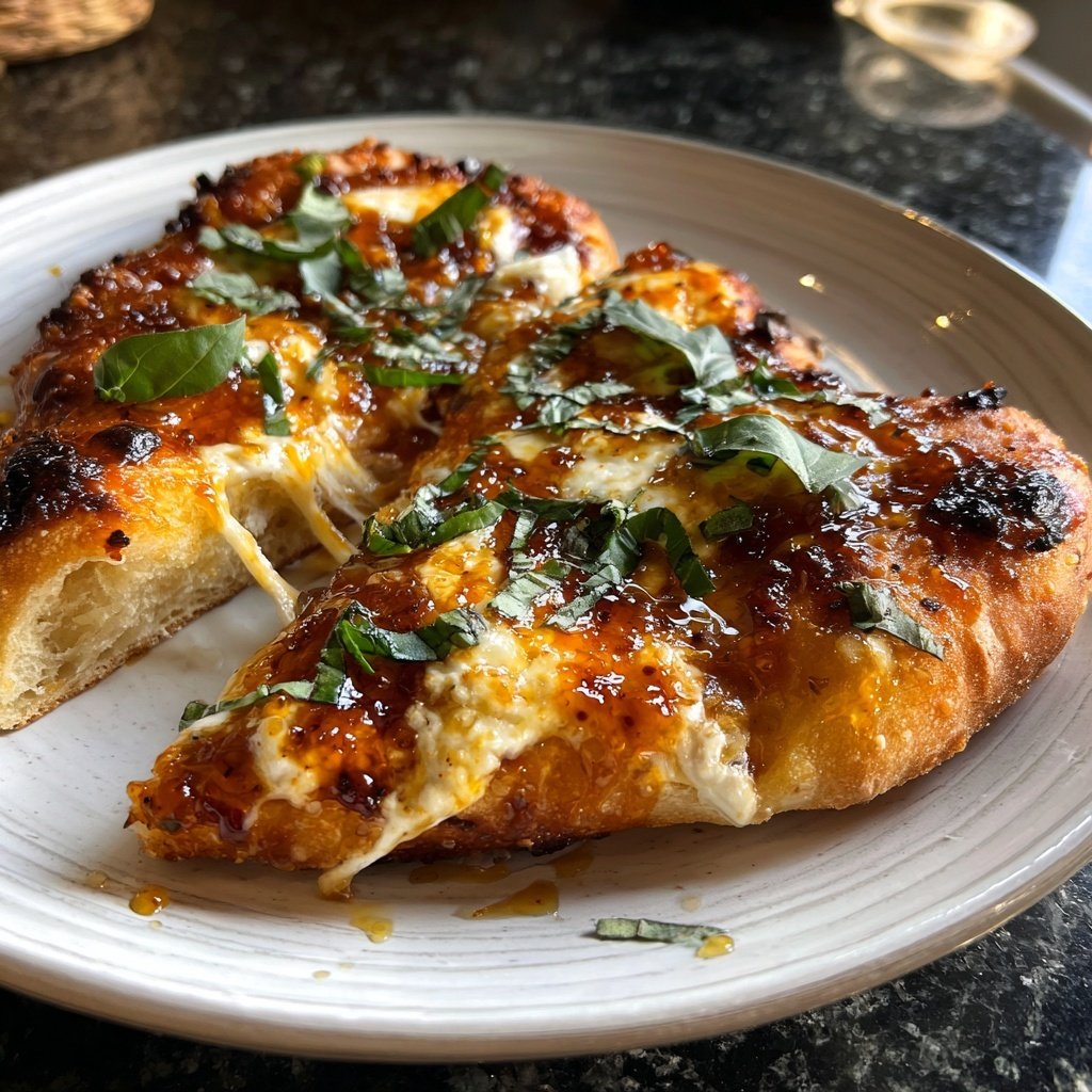 Hot Honey Pizza with Fresh Basil