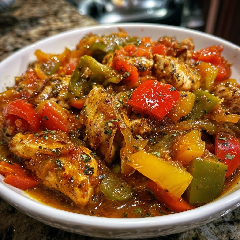 Chicken with Stewed Peppers Tomatoes