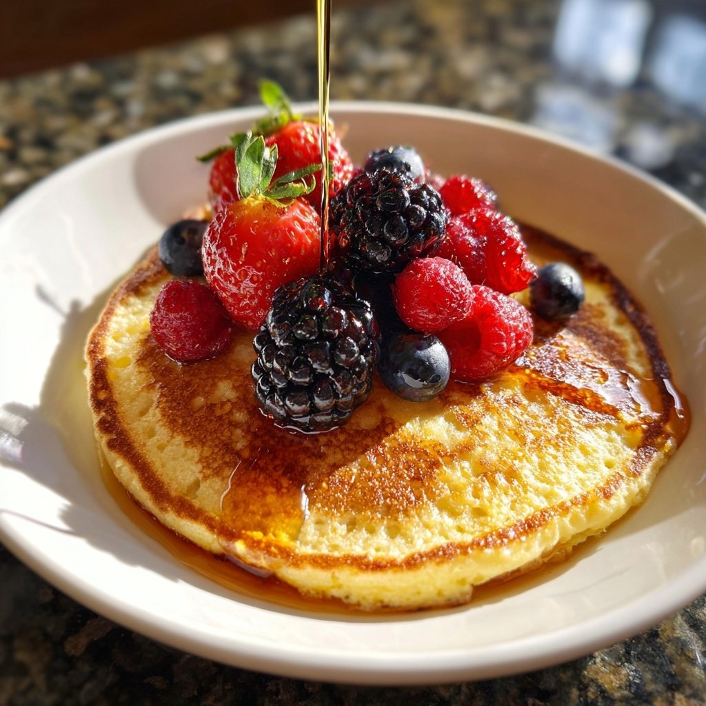 Fluffy Lemon Ricotta Pancakes with Berries​