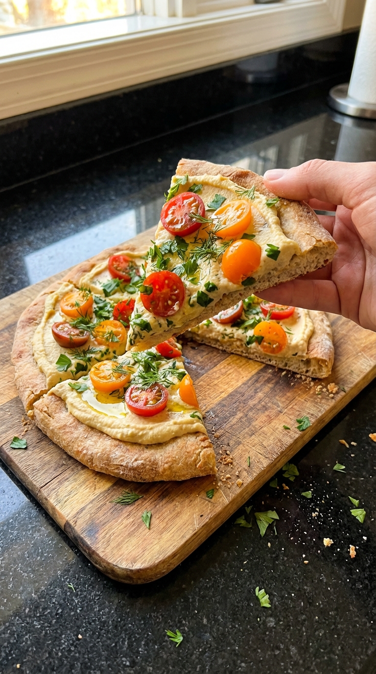 Mediterranean Flatbread with Hummus
