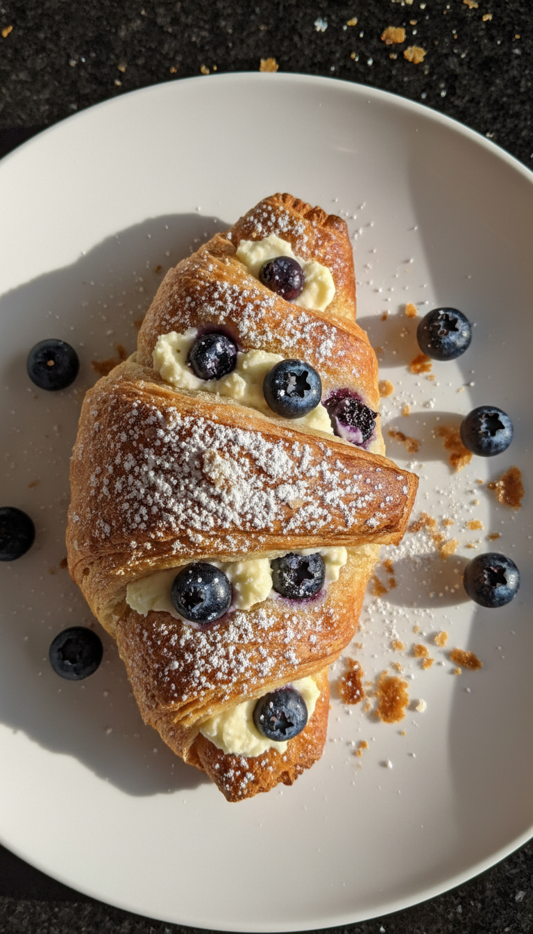 Mascarpone Stuffed Blueberry Croissant
