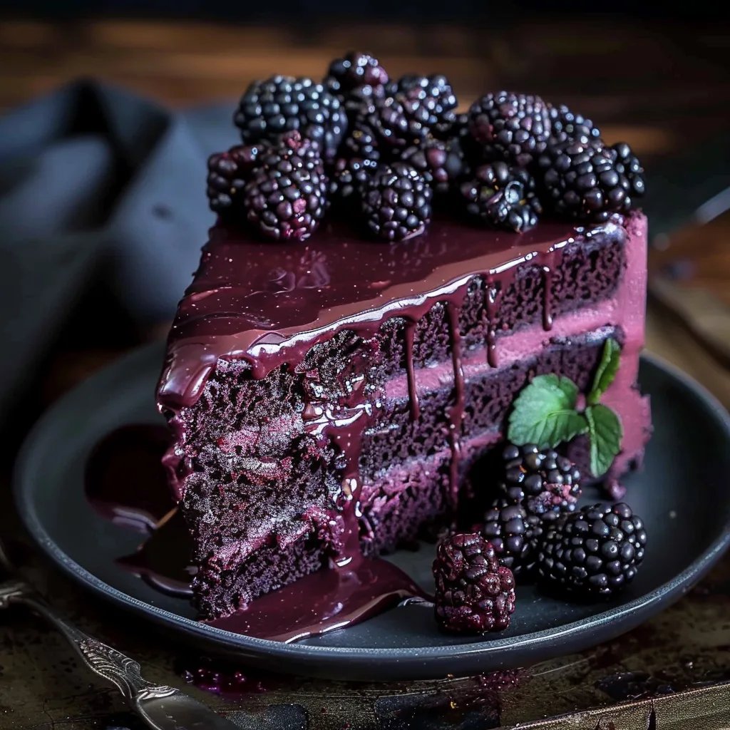 Decadent Blackberry Velvet Gothic Cake
