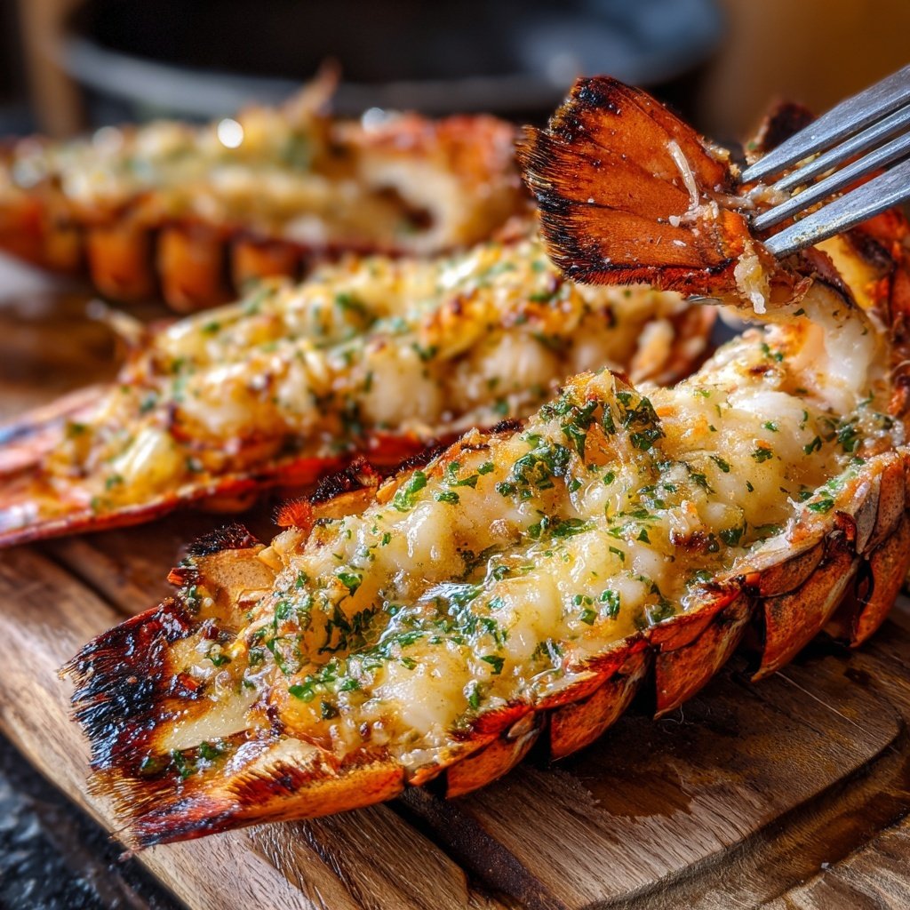 Grilled Lobster Tails Garlic Herb